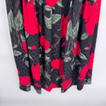 Vintage 80s Austin Hill Midi Skirt Womens 10 Black Polka Dot Rose Print Rayon Photo 2