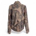 Silk Club Wool Cardigan Jacket Paisley Print Button Front Cozy XL Tan Photo 1