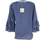 Anthropologie BeachLunchLounge Striped Tiered Ruffle Sleeve Wrap Bow Blouse Top Shirt Photo 4