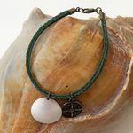 Handmade NEW! Very Cool Nautical Bracelet Suede Cord W Sea Shell & Compass Charms Photo 5
