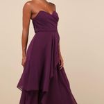 Lulus  Revered Elegance Purple Pleated Strapless Maxi Dress Photo 0