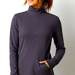 Cuddl Duds  Dark Grey Long Sleeve Quarter Zip Pullover with Thumbholes Size Small Photo 0