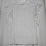 White Ruffle Blouse High Neck Flutter Sleeve Shirt Size XS petite Photo 4