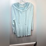 Soft Surroundings Soft Surroundings Women's Aqua Heather Stretch Knit Riverland Tunic Hoodie Med Photo 1