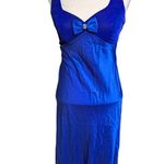 Vtg 1990s Zum Zum Blue Velvet Bow Accent Satin Skirt Maxi Prom Dress 3 4 Photo 1