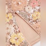 Cider  Champagne Sequin Scoop Neckline Floral Split Mini Dress - Size 1X Photo 2