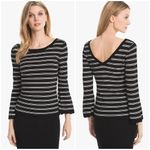 White House | Black Market Convertible Stripe Sweater Black/White Size Large Photo 0