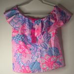 Lilly Pulitzer  Pink and Blue Floral  Women’s Ruffle top Size XXS Photo 3