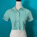 Current/Elliot The Telly Shirt Green & White Stripe Tie Back Cut Out Size 0 Photo 0