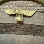 John Mark  Striped Button Down 3/4 Sleeve Blouse‎ Navy Size Small Photo 1