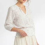 Fig & Flower Blouse Womens S White Embroidered Floral Peasant Boho Cottagecore Photo 0