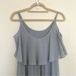 Show Me Your Mumu  Caitlyn Ruffle Maxi Dress Cold Shoulder Steel Blue Chiffon M Photo 11