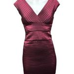 Adrianna Papell  Purple Metallic Pleated V-neck Sleeveless Satin Sheath Dress 2P Photo 0