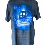 Ripple Junction DR. WHO Heather Gray & Bright Blue Call Box Graphic T-Shirt Top ~ Size LARGE Photo 1