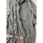 Ryan Michelle Long Ample Green Olive Dress with Gold Buttons + Belt Women’s Sz M Size M Photo 2