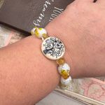 Handmade Tree of Life Beaded Bracelet Boho Ceramic Glass Stretch Yellow Photo 4