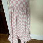 Monica + Andy Organic Life of the Party Dress Pink White Check Maternity Size L Photo 2