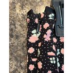 Free People  Black and Ditzy Pink Floral Print Size‎ 0 Mini Side Zip Ruffle Hem Photo 4