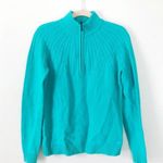 Vineyard Vines  Sweater Quarter 1/4 Zip Teal Blue Green Cableknit Shoulders Sz M Photo 0