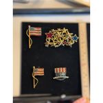4 piece Patriotic Brooch Pin Set Collection With Stars & Stripes Design Red/Blue Red Photo 5