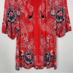 Talbots  Off Shoulder Red Paisley Bandana Print Blouse Size Medium Photo 6