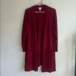 d&co Denim & Company Long Length Open Cranberry Cardigan Size XLPetite Purple Photo 10