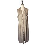 J Jill Love‎ Linen Dress Women Medium Tan Linen Button Front Sleeveless Midi Brown Photo 1