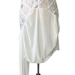 Strapless velvet dress with lace and sequine middrift with side train White Size L Photo 0
