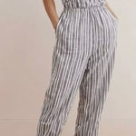 Aerie Jumpsuit Womens Small Blue White Striped Jogger Strapless Smocked Coastal Photo 0