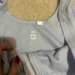 Me to We Light Blue Zippered Women's Top Photo 2