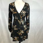 Wild Fable Long sleeve black burnt orange and ivory floral dress size small Photo 1