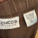 Chicos Travelers 1/Medium Brown Anti Wrinkle Pull On Lettuce Hem Wide Leg Pants Photo 8
