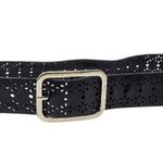 Amazon Elegant Black Perforated Flower Cutout Belt Faux Leather Pleather Size Large Photo 1