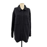 Athleta  Retroplush Shirt Jacket in Black Shacket Size Large‎ Photo 2