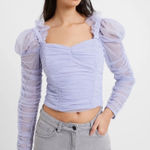 French Connection French Connection Edrea Tulle Top NWT size 12 in Cosmic Sky Sheer Cropped Photo 0