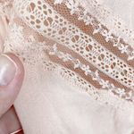 Free People Wild Wind Light Pink Lace Inset Boho Button Down Tunic Size Small Photo 9