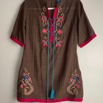 Vintage boho embroidered beach cover up Brown Size M Photo 1