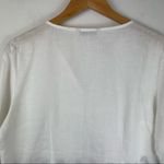 Tweeds Linen White Eyelet Blouse Top Sz Medium Boho Coastal Grandma Photo 10