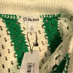 Green and White Button Down Crochet Shirt Size M Photo 4