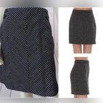 Ann Taylor Cotton Knit Short Straight Lined Skirt Button BLK/WH Side Zip SASSY Photo 1