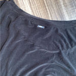 DKNY Black Top with Green Striped Sleeves Photo 6