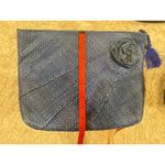 Lot of 2 Vintage Woven Bags VALERIE Blue Clutch W/Flower & ITALY Black Crossbody Photo 10