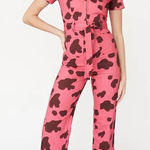 Rachel Antonoff Sal Jumpsuit moo pink cow print one piece novelty print size 2 Photo 0