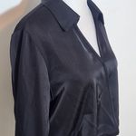 Rachel Zoe  Black Satin Wrap-Style Long Sleeve Crop Top Size Medium Photo 3