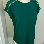 89th & Madison Diamanté Ruffle Embellished Hunter Green Blouse M Medium Photo 0