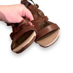 Kenneth Cole Reaction Cedar Brown Leather Strappy High Heel Wedges Sz 8.5 Photo 4