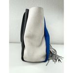 Vince Camuto  Nylan Bag Pebbled Leather Tassel Tote Purse Handbag White Blue Gray Photo 4