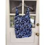 Lands End Women's Blue Floral Tankini Swim Size 12 Soft Cup Blousen Photo 3