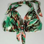 BECCA by Rebecca virtue Green Brown Beaded Patterned Bikini Top Size L 🤎✨ Photo 0