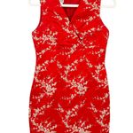 Moda International Womens Vintage 90s Brocade Silk Blend Floral Sheath Dress 4 Red Photo 0